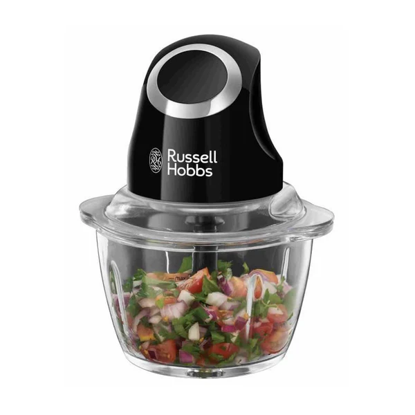 Mini Hachoir - - Desire 24662-56 - 200 W - Bol En Verre 1 L - Lames Inox - Noir Mat Russell Hobbs