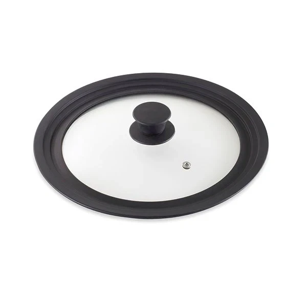 Couvercle en verre et silicone noir multidiamètres 16, 18 et 20 cm Mathon