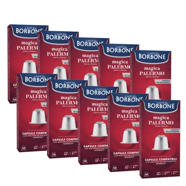 100 Magica Palermo Aluminium Coffee Capsules Borbone Compatible Nespresso®
