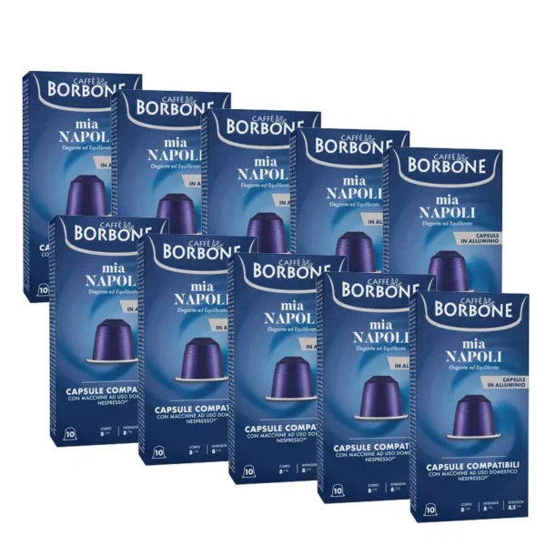 100 Mia Napoli Aluminium Coffee Capsules Borbone Compatible Nespresso®