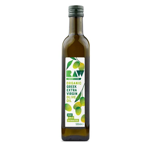 Raw Vibrant Living Huile d'olive extra vierge grecque biologique 500 ml