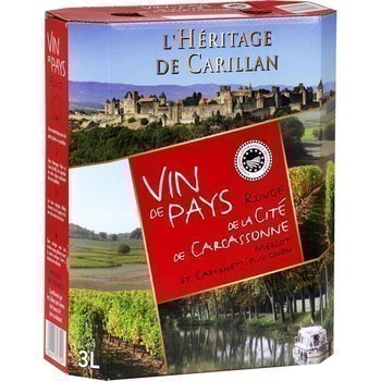 Vin de pays de la cité de Carcassonne L'Héritage de Carillan 12,5° 3 l