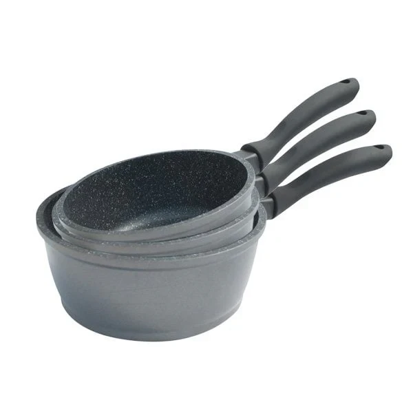 Lot 3 Casseroles avec revêtement Dur comme la pierre 16, 18 et 20 cm Mathon