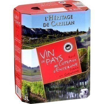 Vin de pays des Coteaux d'Ensérune L'Héritage de Carillan 12° 3 l