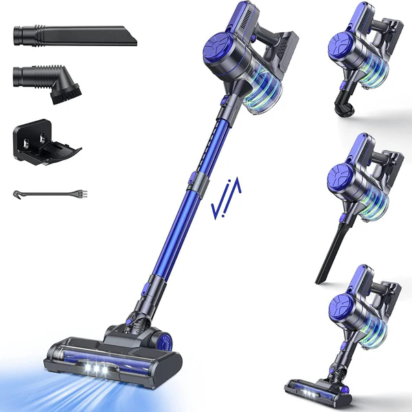 Aspirateur Balai sans Fil 6 en 1 bleu velour noir Vendos85