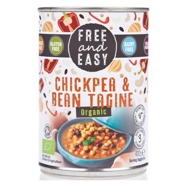 Free & Easy Tajine de pois chiches et de haricots biologiques sans produits laitiers, végétalien, 400g