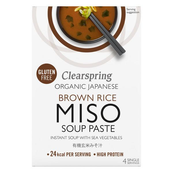Clearspring Bio Pâte à Soupe Instantanée Miso & Légumes de Mer Sans Gluten, Végétalien, 4x15g