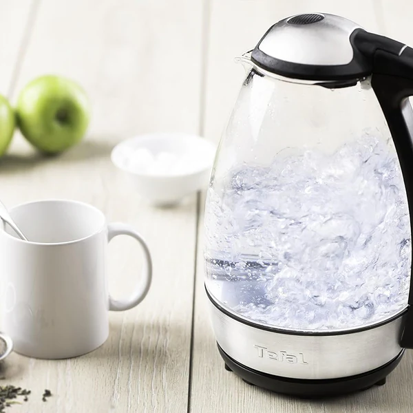 bouilloire électrique en verre de 1,7L sans fil 2400W gris noir Tefal