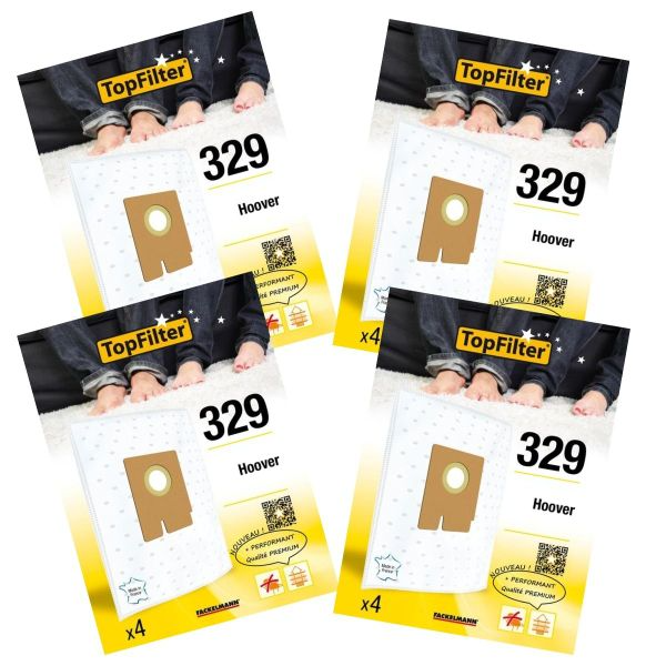 Lot de 4 packs de 4 sacs aspirateur 64329 pour Hoover Freespace EVO Premium TopFilter