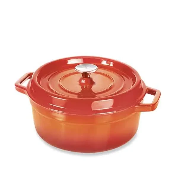 Cocotte en fonte ronde 28 cm 5,6 L coloris orange Mathon