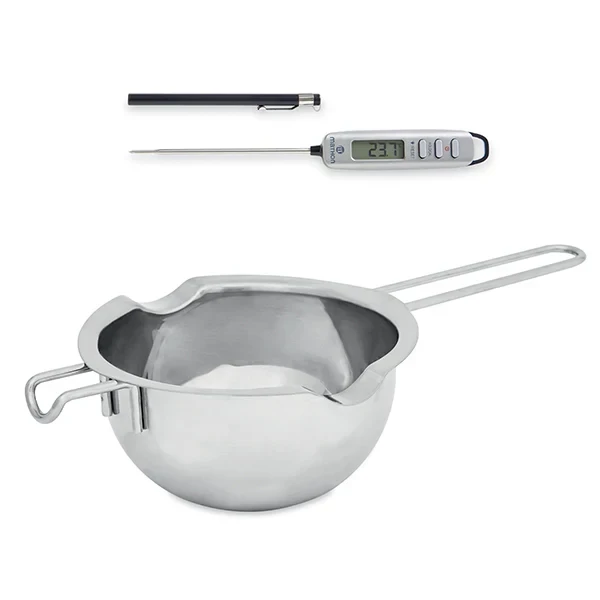 Lot bol bain-marie inox 750 ml et thermomètre digital de cuisine à sonde Mathon
