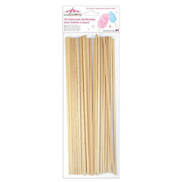 25 bâtonnets pour Barbe à papa Scrapcooking