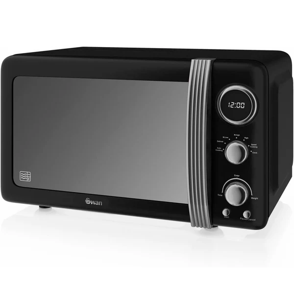 Retro Micro-ondes Numérique 20L, 5 Niveaux Puissance, Décongélation, Minuterie 800 Noir SM22030LBNEU