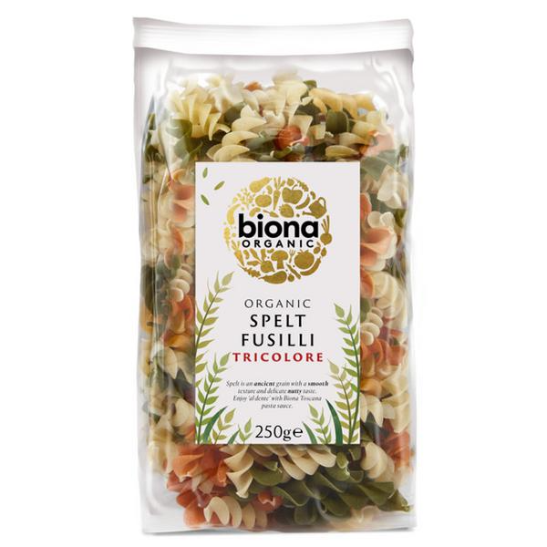 Biona Organic Tri Colore Spelt Fusilli Pasta 250g