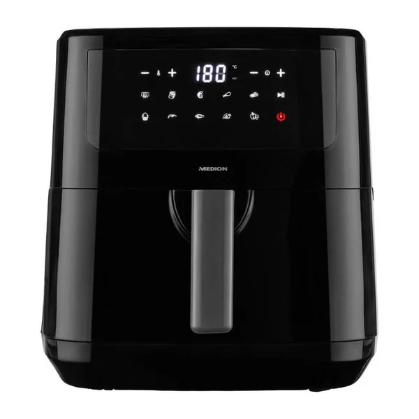 Description produit - Friteuse A Air Chaud - Medion - 50072999 - 2150 W - Ecrant Tactile - 9 Programmes - Noir Medion Optez pour la friteuse a air chaud MEDION P10 XL pour des repas sains et croustillants. Avec ses 2150 W de puissance et ses 9 programmes, elle s'adapte a toutes vos envies. Son écran tactile intuitif facilite l'utilisation, tandis que les 2 éléments chauffants en inox assurent une cuisson homogene. La capacité de 6,3 L est idéale pour les grandes portions. Le modele noir, élégant et moderne, s'integre parfaitement dans votre cuisine.