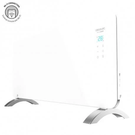 Convecteur sur pieds en verre programmable avec Wi-Fi 2000W blanc Cecotec