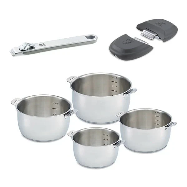 Lot 4 casseroles Select avec une poignée et 2 anses gris Beka
