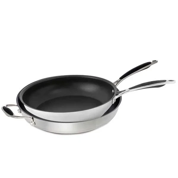 Lot de 2 poêles inox antiadhérentes Excell'Inox 28 et 32 cm Mathon