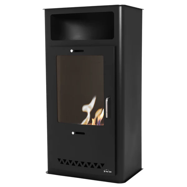 Poêle à éthanol 3kW design rectangulaire en acier noir Purline