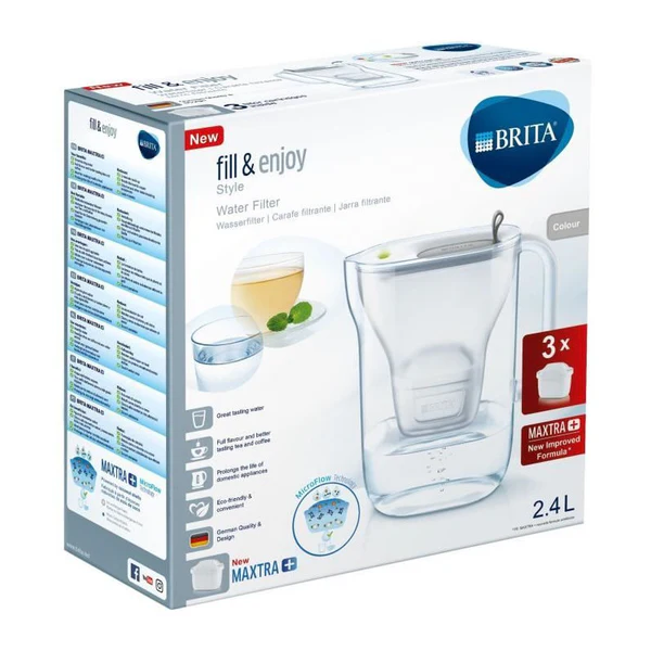 Carafe Filtrante - Brita - Style Grise - 3 Cartouches Maxtra+ Incluses Brita