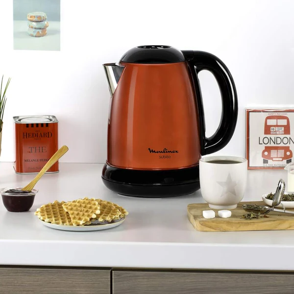bouilloire électrique de 1,7L sans fil avec base 360° 2200W rouge noir Moulinex