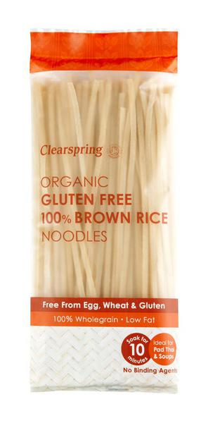 Nouilles de riz brun bio Clearspring sans gluten, végétalien, 200 g