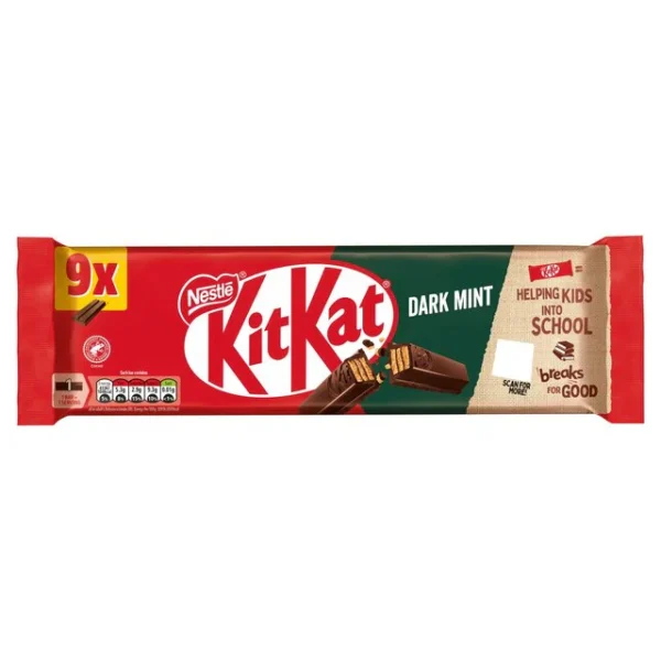 KitKat 2 Finger Dark Mint Chocolate Biscuit Bar 9 per pack