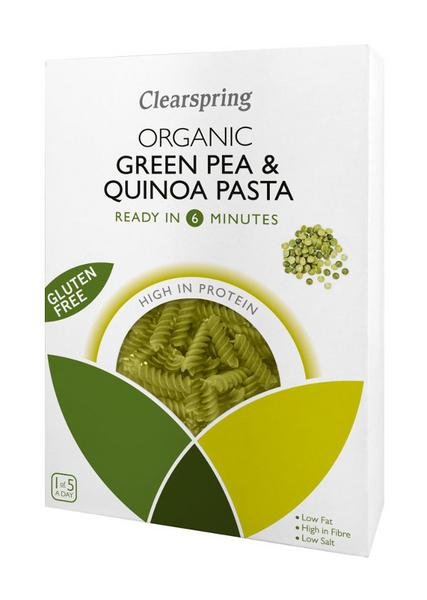 Clearspring Bio Pâtes Fusilli Pois Verts & Quinoa Sans Gluten, 250g
