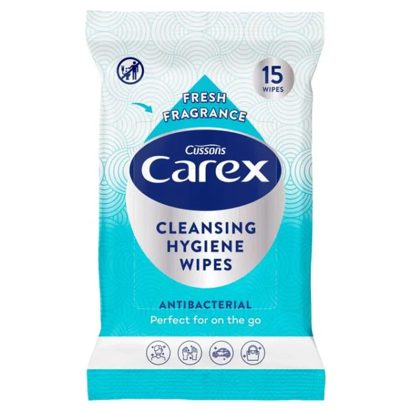 Carex Antibacterial Cleansing Hygiene Wipes 15 per pack