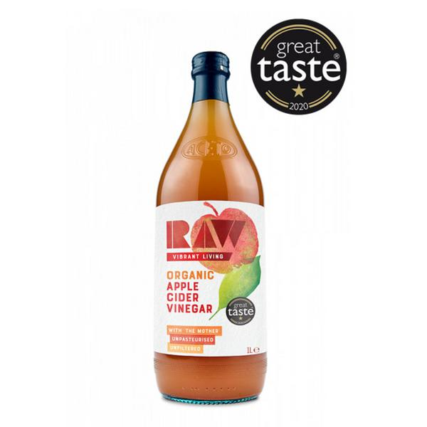 Vinaigre de cidre de pomme biologique Raw Vibrant Living avec la mère 1l