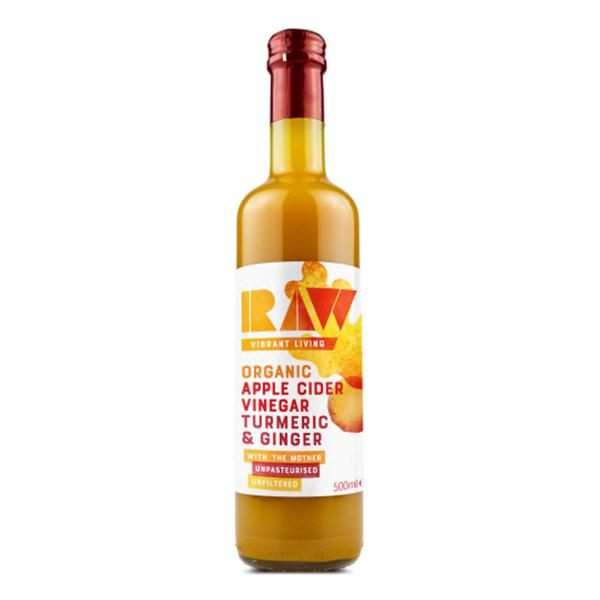 Raw Vibrant Living Vinaigre de Cidre Bio Curcuma & Gingembre 500ml