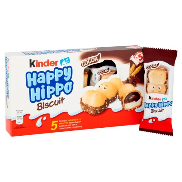 Kinder 5 Happy Hippo Milk & Cocoa Cream Biscuits 5 per pack