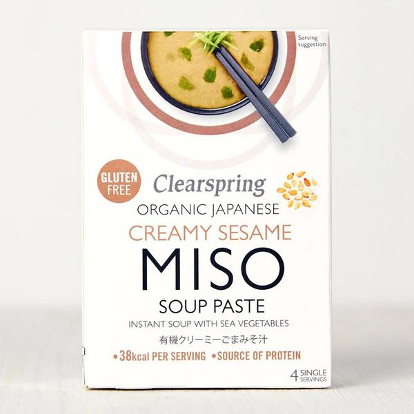 Clearspring Pâte miso instantanée au sésame crémeuse biologique sans gluten, végétalien, 60 g