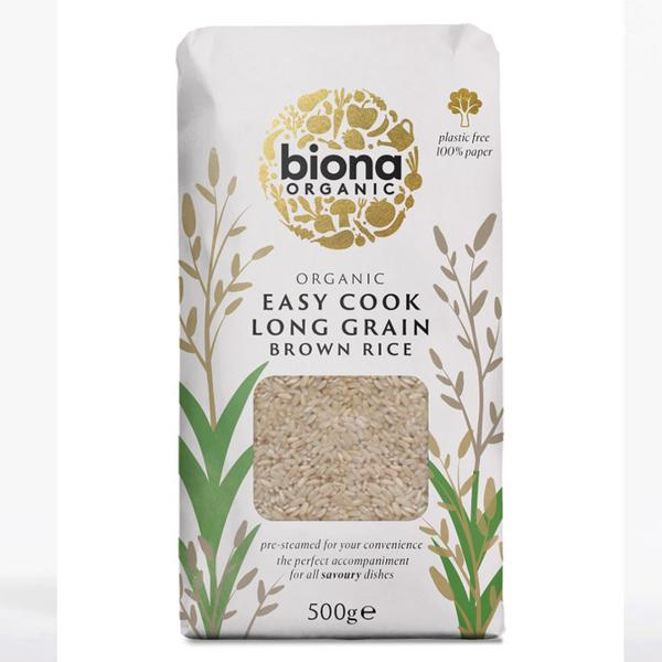 Biona Organic Long Grain Easy Cook Brown Rice Vegan, 500g