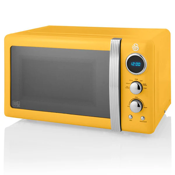 Retro Micro-ondes Numérique 20L, 5 Niveaux Puissance, Décongélation, Minuterie 800 Jaune SM22030YELNEU