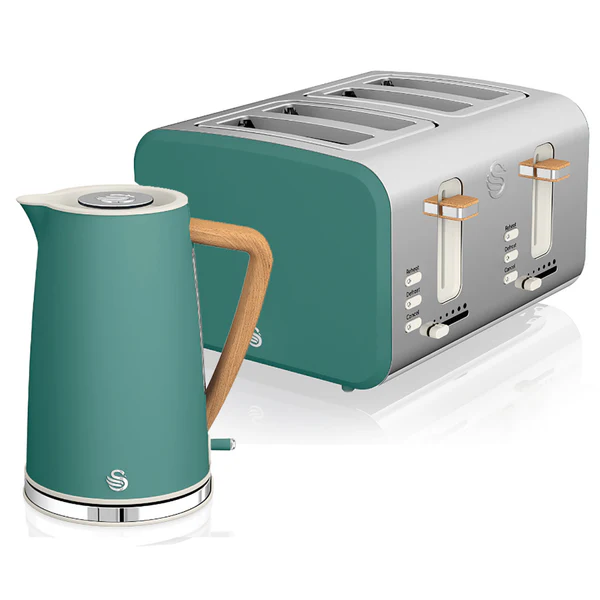Set petit-déjeuner Bouilloire sans fil 1,7 L grille-pain 4 Nordic Vert Vert STP2091GRENEU