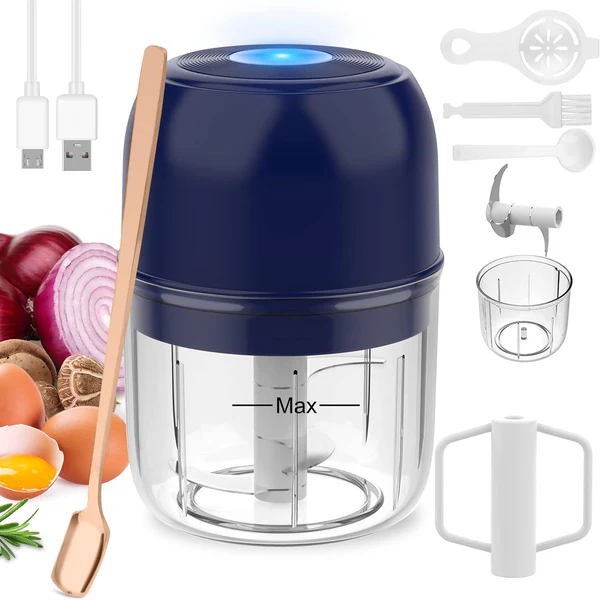 Mini hachoir électrique 2 en 1 de 1 250ML bleu Vendos85