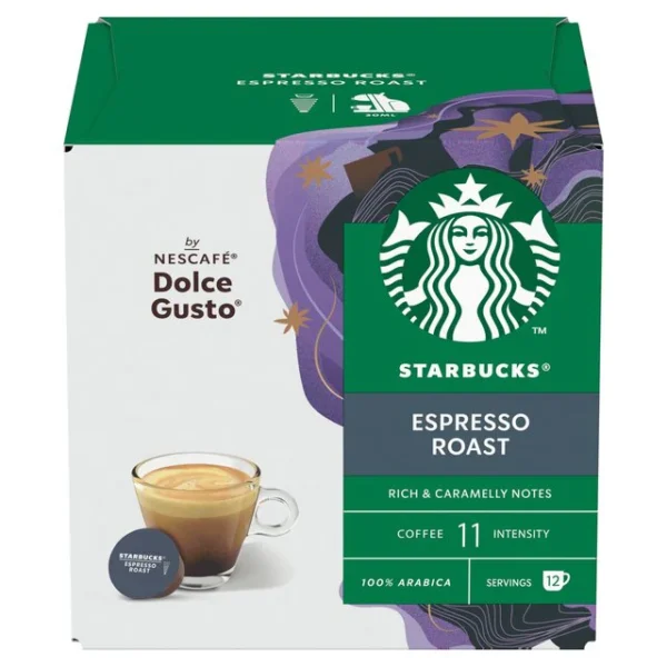 Starbucks Dark Espresso Roast Coffee Pods by Nescafe Dolce Gusto 12 per pack