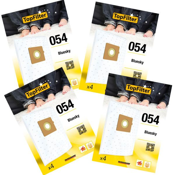 Lot de 4 packs de 4 sacs aspirateur 64054 Bluesky Premium TopFilter
