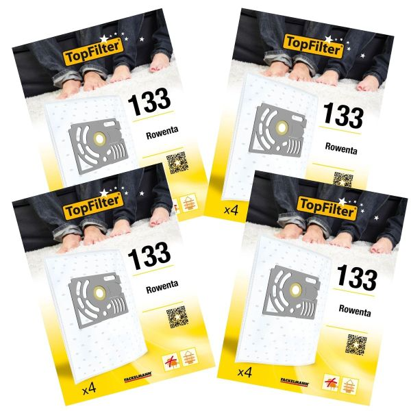 Lot de 4 packs de 4 sacs aspirateur 64133 Rowenta Premium TopFilter