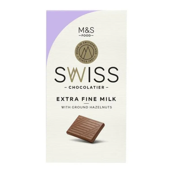 M&S Swiss Extra Fine Milk Chocolate with Ground Hazelnuts 125g