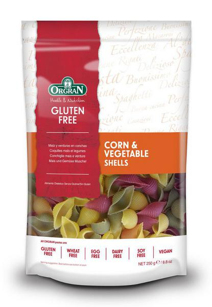 Orgran Pâtes Coquilles Maïs & Légumes Sans Gluten 250g
