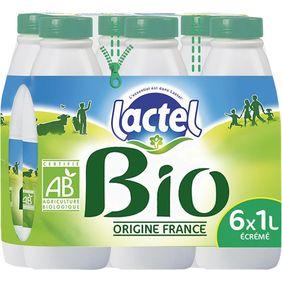Lait écrémé bio UHT LACTEL, bouteille 6x1 litre