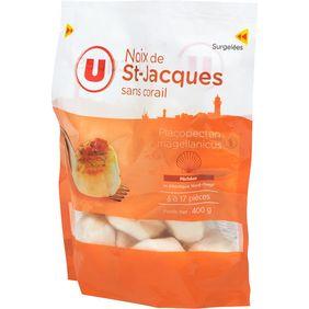 Noix de St Jacques sans corail U pêchés en Atlantique 8 à 17 pièces sac.400g