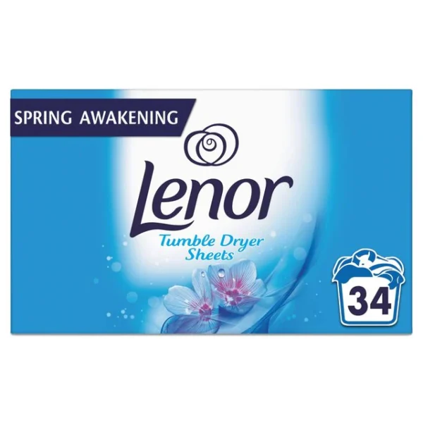 Lenor Fabric Tumble Dryer Sheets Spring Awakening 34 per pack - Special Offer