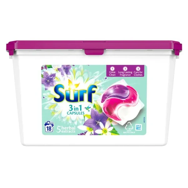 Surf 3-in-1 5 Herbal Extracts Washing Capsules 18 per pack