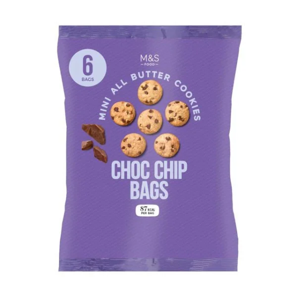 M&S Mini Chocolate Chip Cookie Bags 6 per pack