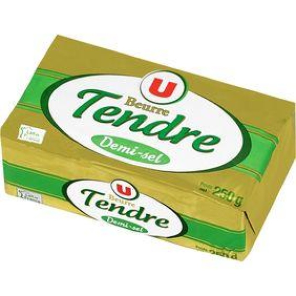 Beurre tendre demi sel U, 80% de MG, 250g