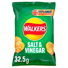 WALKERS SALT & VINEGAR 32.5g Bags (32 PACK)