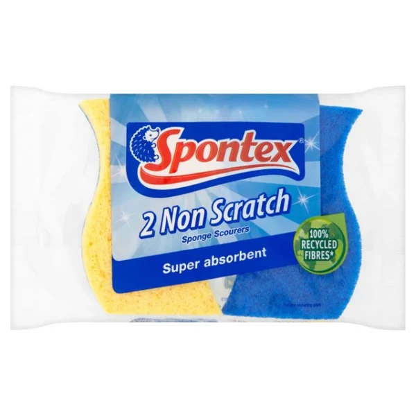Spontex Non Scratch Super Absorbent Sponge Scourer 2 per pack